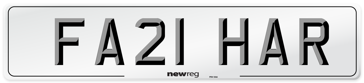 FA21 HAR Number Plate from New Reg